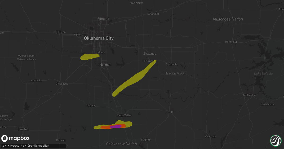 Hail map in Macomb, OK on March 30, 2019