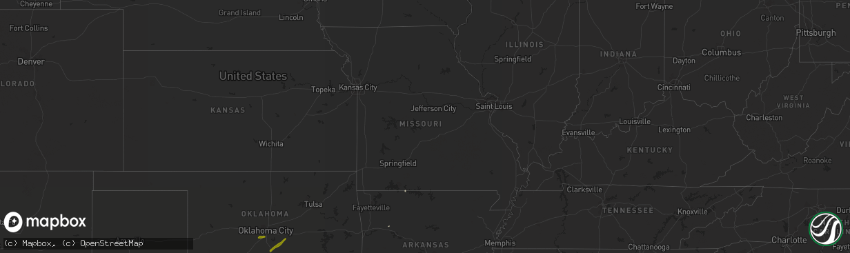 Hail map in Missouri on March 30, 2019