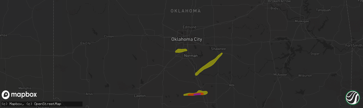 Hail map in Newcastle, OK on March 30, 2019