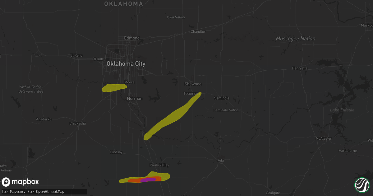 Hail map in Tecumseh, OK on March 30, 2019