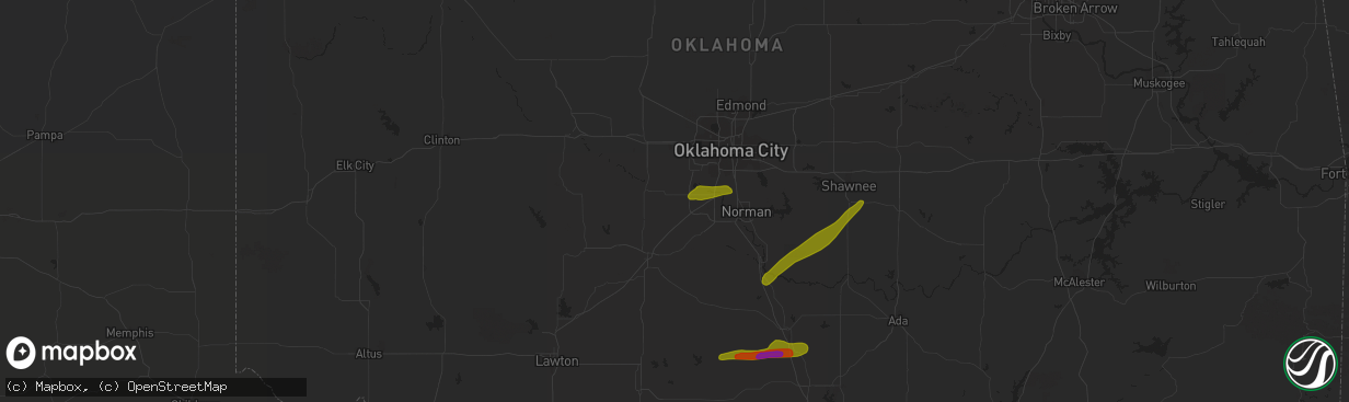 Hail map in Tuttle, OK on March 30, 2019