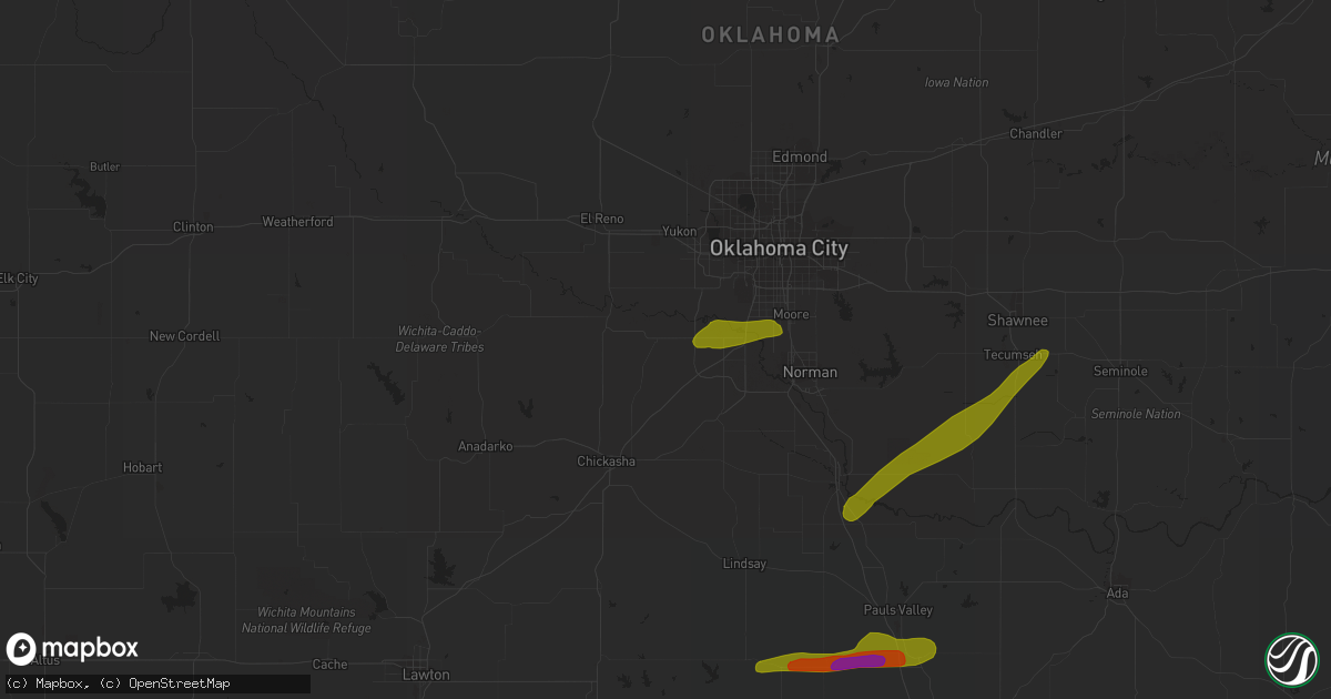 Hail map in Tuttle, OK on March 30, 2019