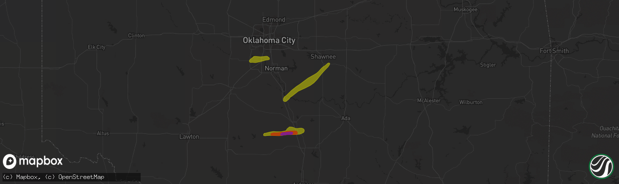 Hail map in Wanette, OK on March 30, 2019