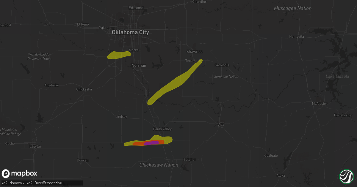 Hail map in Wanette, OK on March 30, 2019