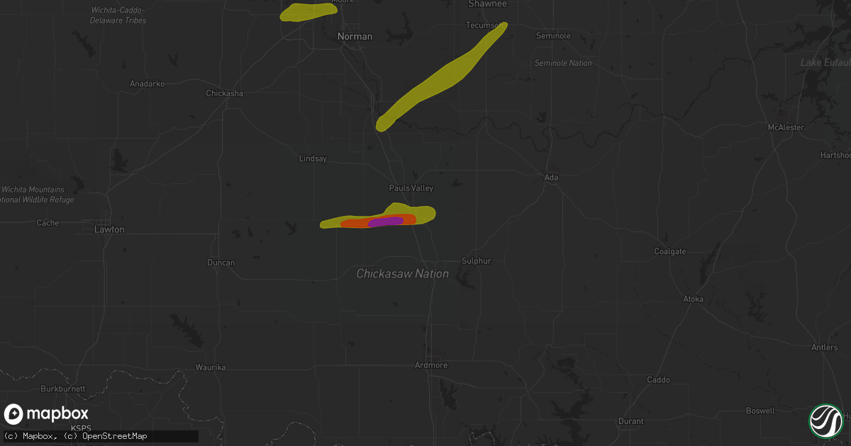 Hail map in Wynnewood, OK on March 30, 2019