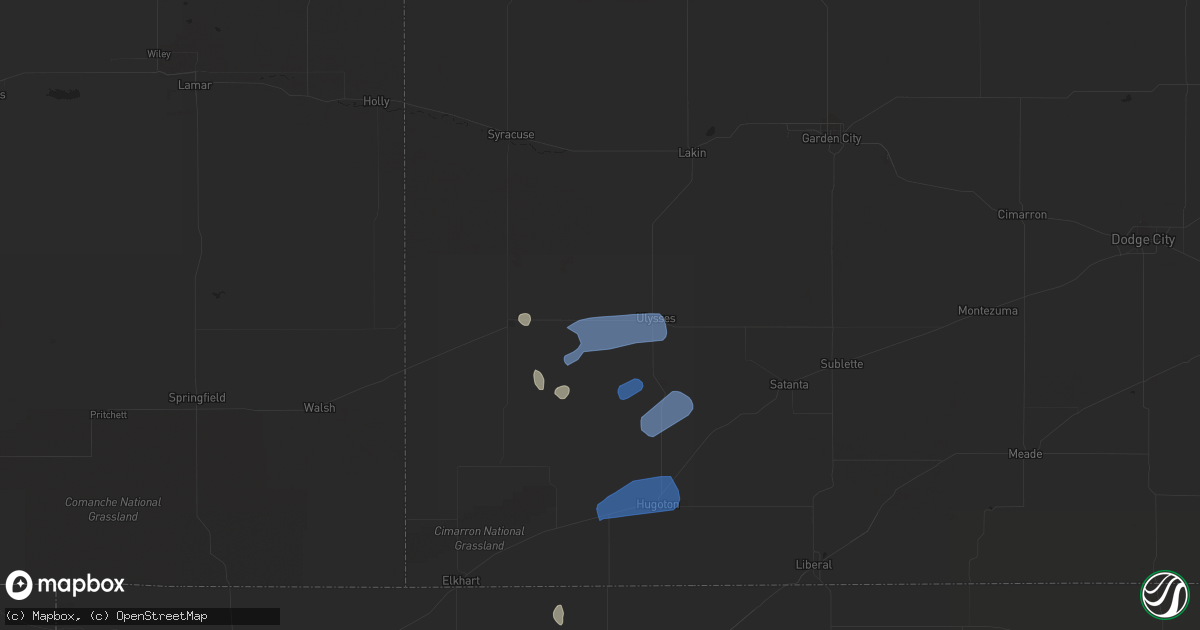 Hail map in Gruver, TX on March 30, 2020