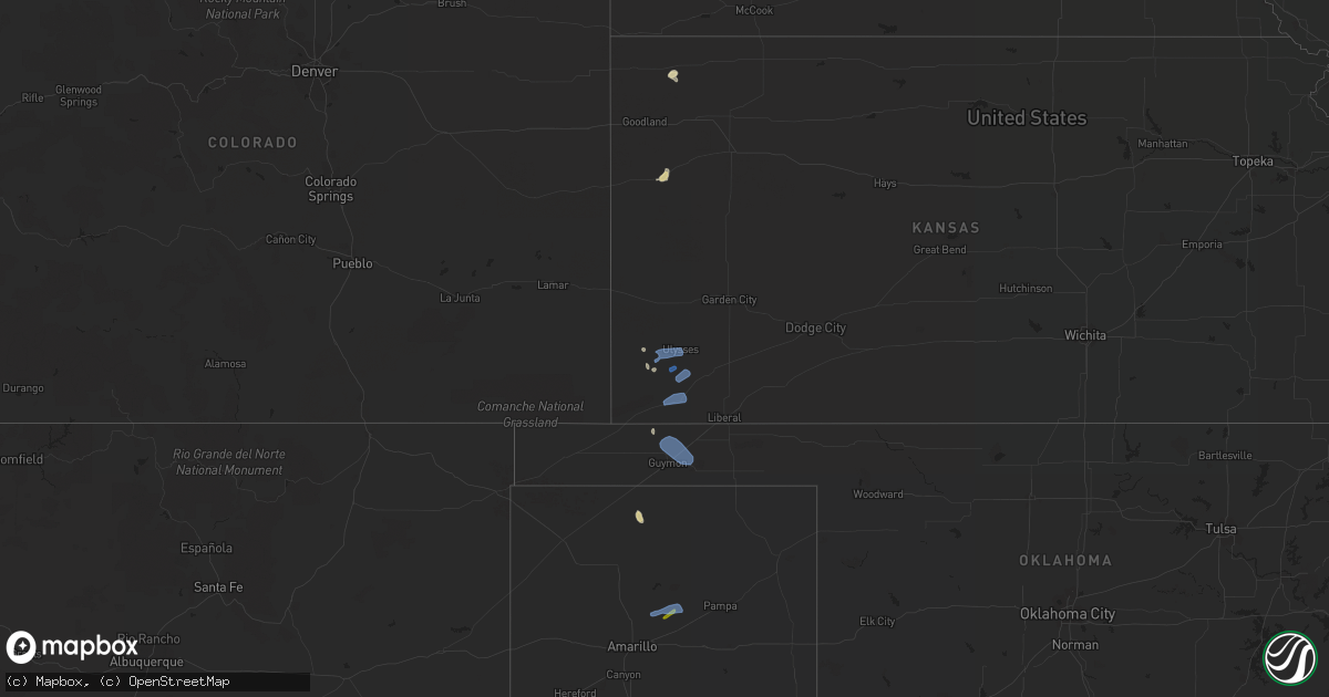 Hail map in Oklahoma on March 30, 2020