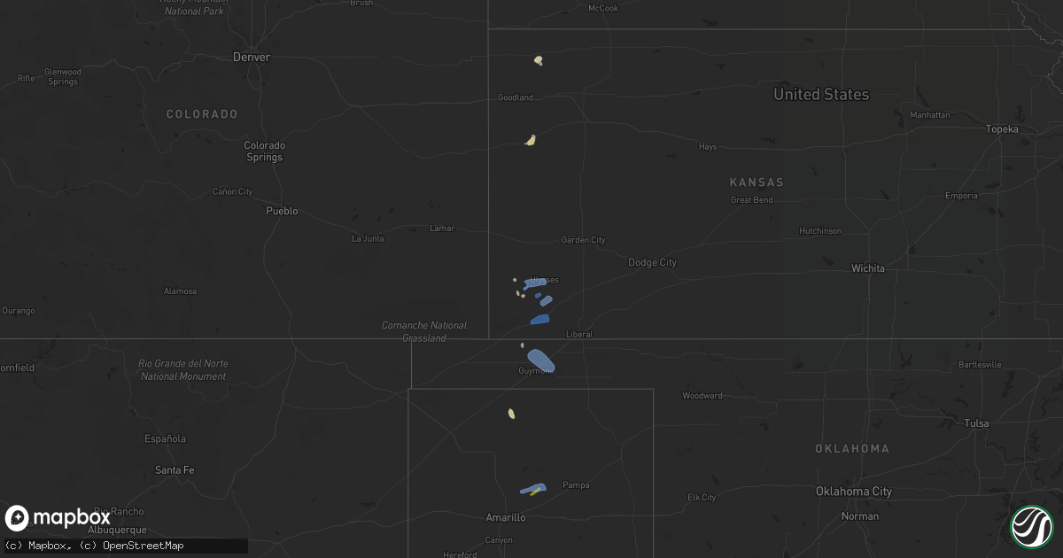 Hail map in Texas on March 30, 2020