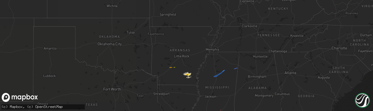 Hail map in Arkansas on March 30, 2021