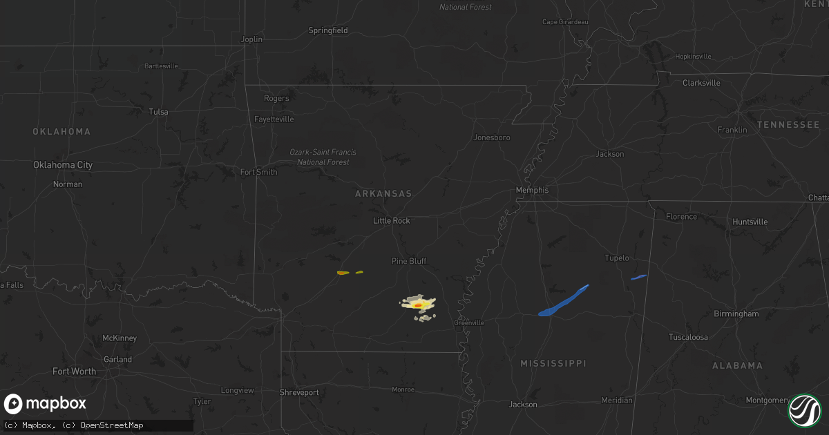 Hail map in Arkansas on March 30, 2021