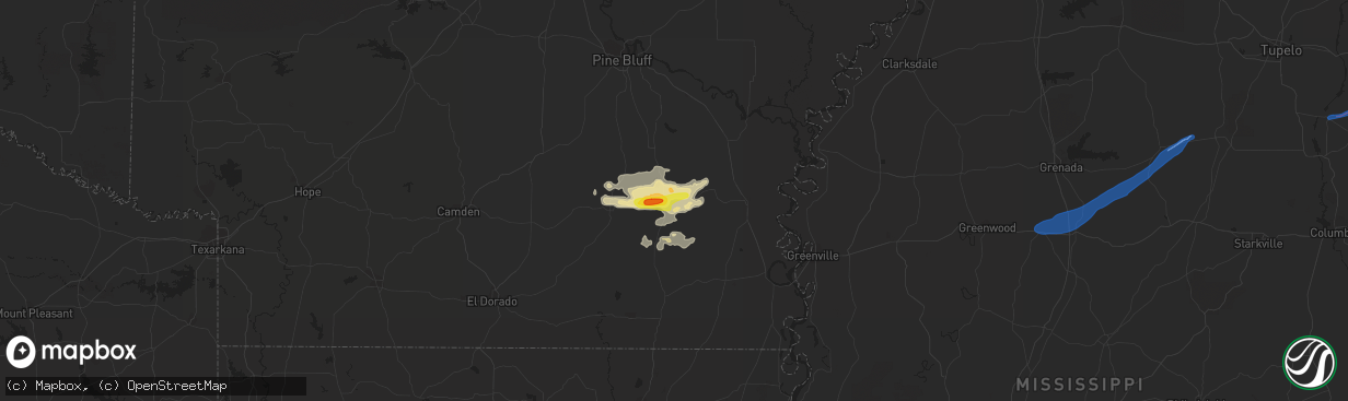 Hail map in Monticello, AR on March 30, 2021