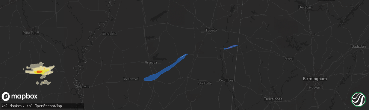 Hail map in Vardaman, MS on March 30, 2021