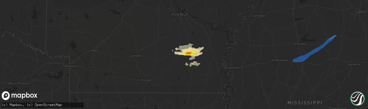 Hail map in Wilmar, AR on March 30, 2021