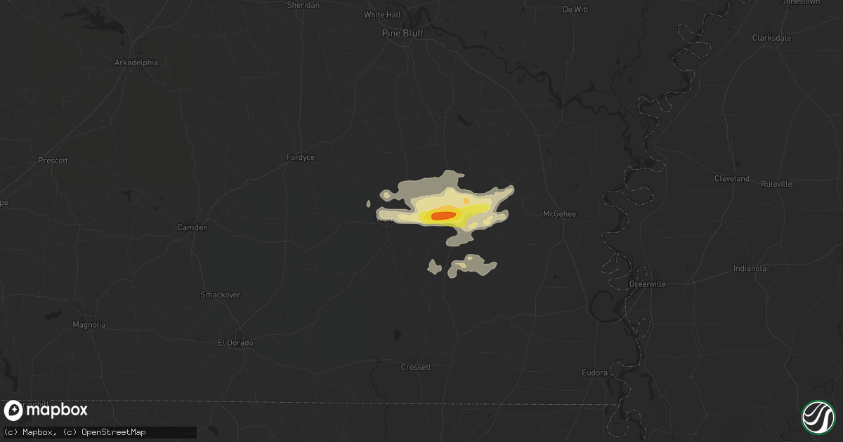 Hail map in Wilmar, AR on March 30, 2021