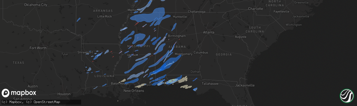 Hail map in Alabama on March 30, 2022