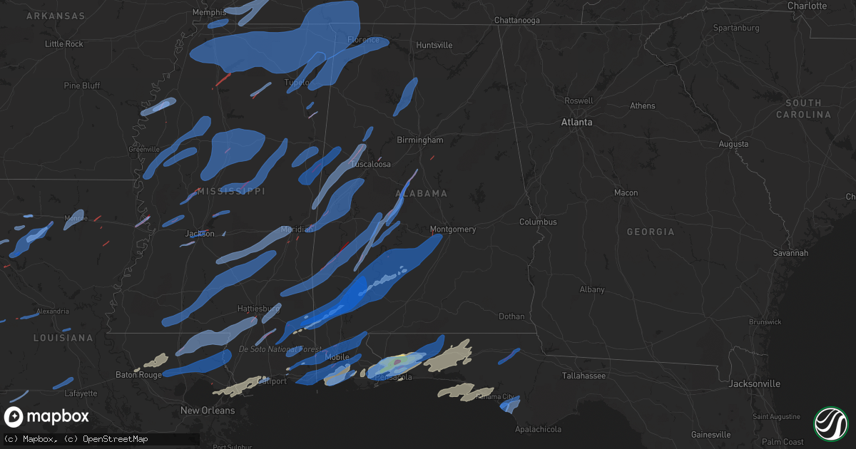 Hail map in Alabama on March 30, 2022