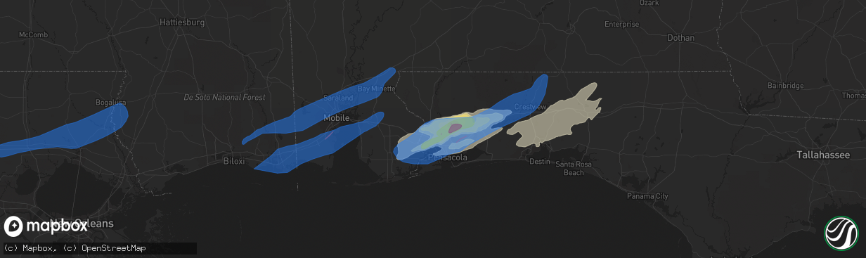 Hail map in Cantonment, FL on March 30, 2022