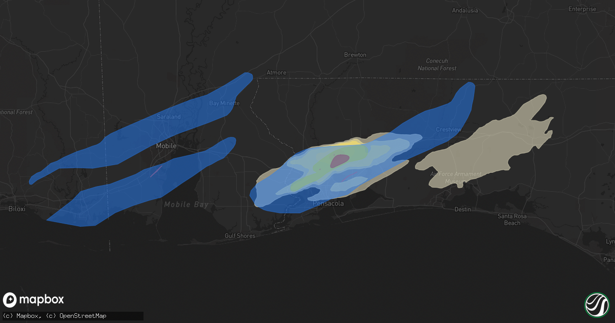 Hail map in Cantonment, FL on March 30, 2022