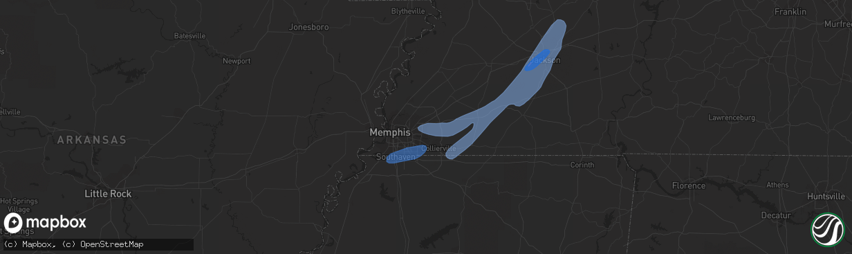 Hail map in Cordova, TN on March 30, 2022