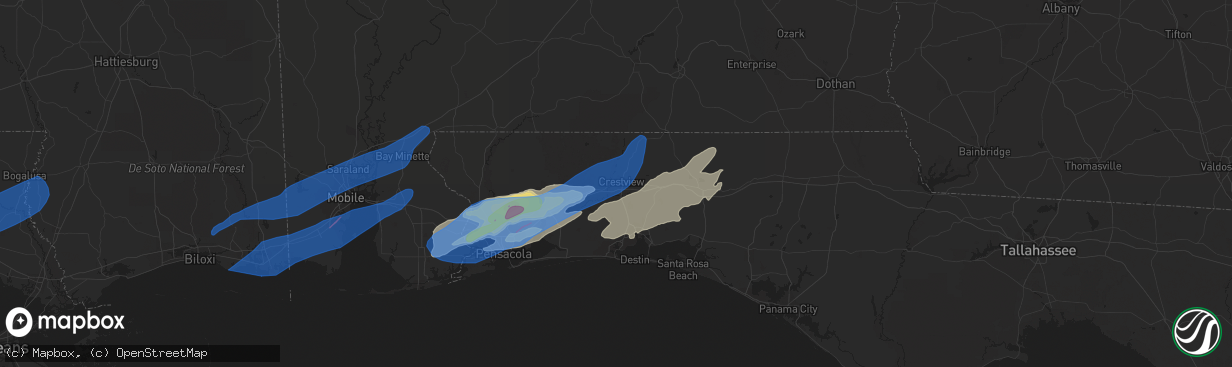 Hail map in Crestview, FL on March 30, 2022