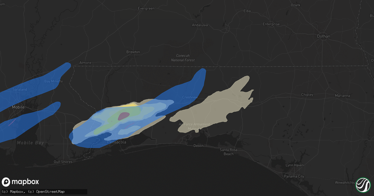Hail map in Crestview, FL on March 30, 2022