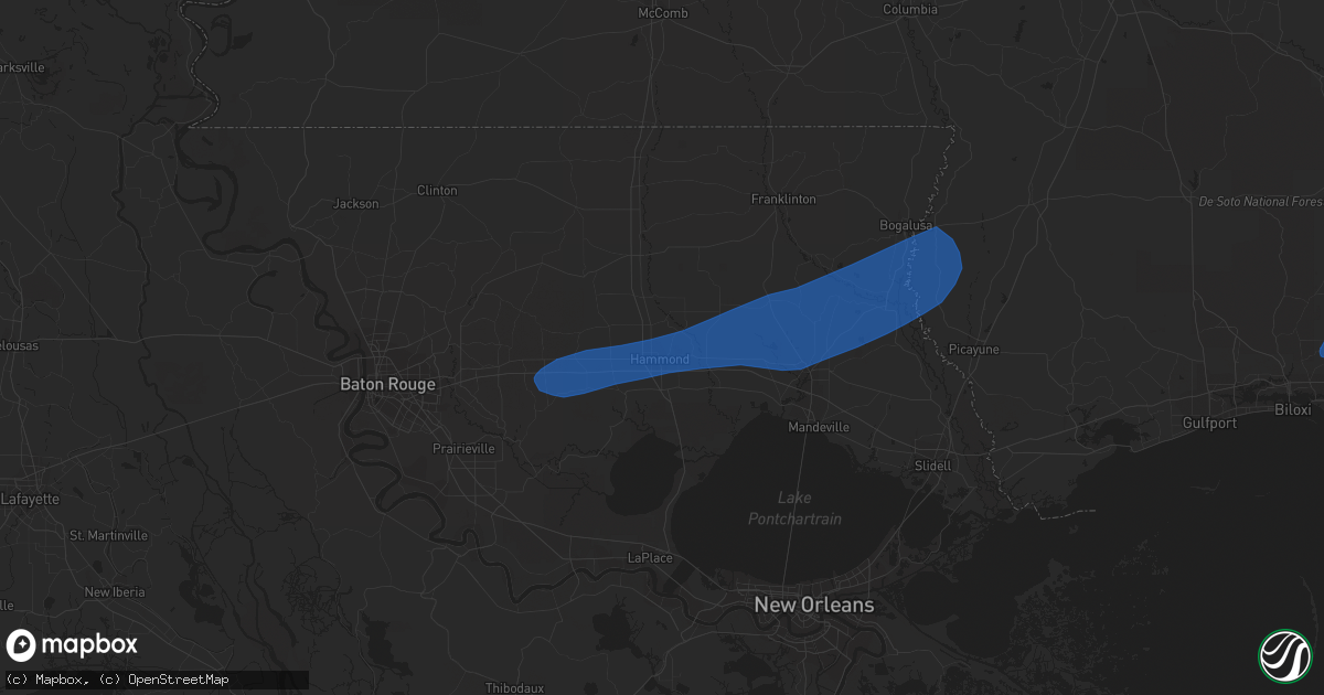 Hail map in Hammond, LA on March 30, 2022