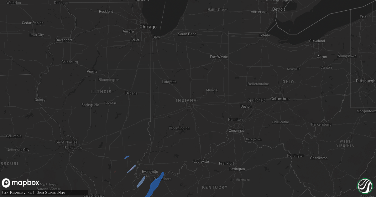 Hail map in Indiana on March 30, 2022
