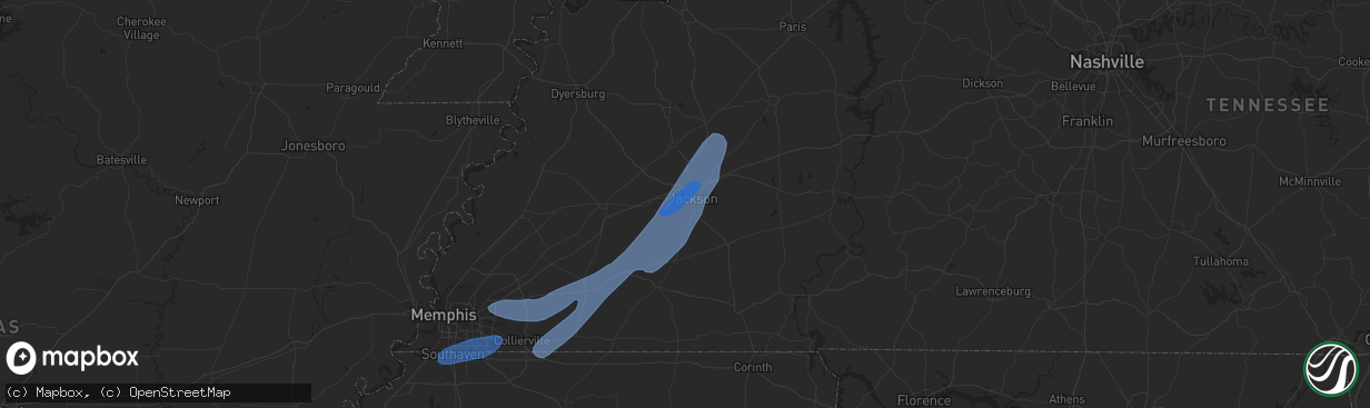 Hail map in Jackson, TN on March 30, 2022