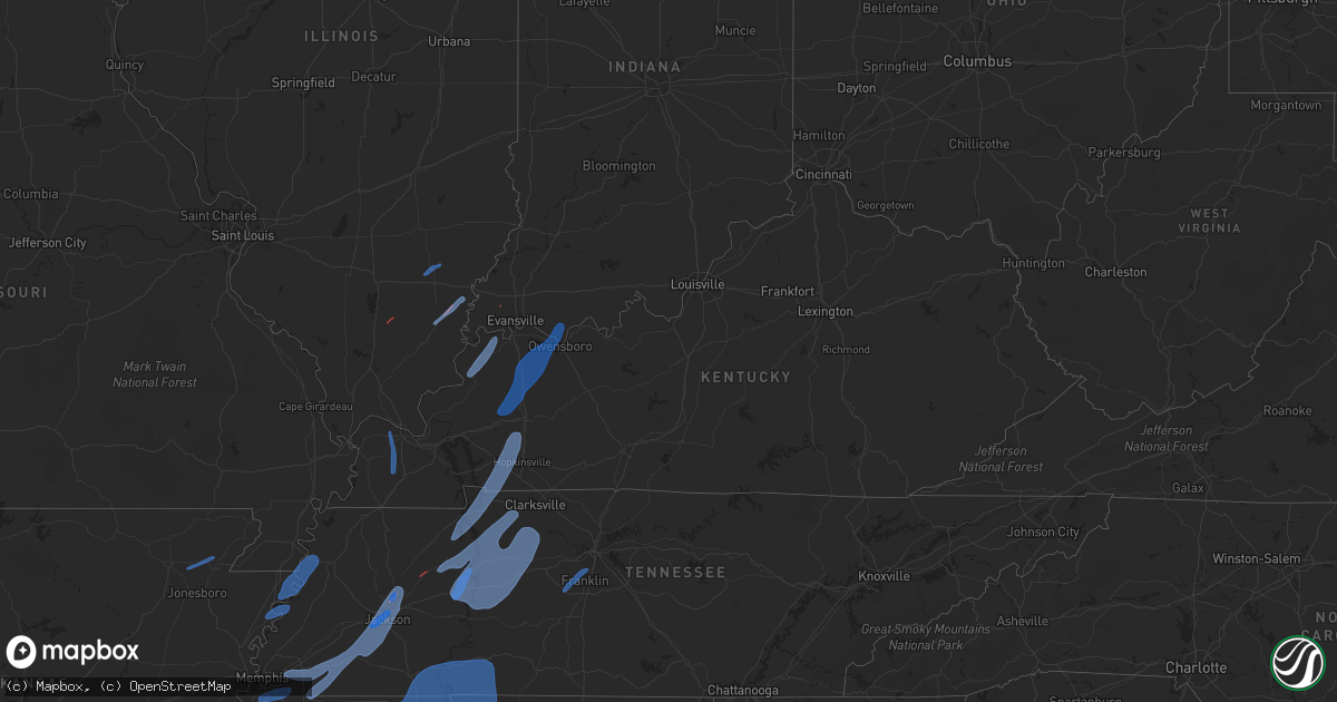 Hail map in Kentucky on March 30, 2022
