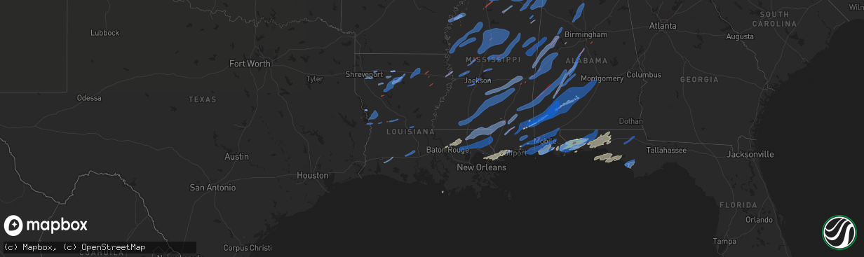 Hail map in Louisiana on March 30, 2022