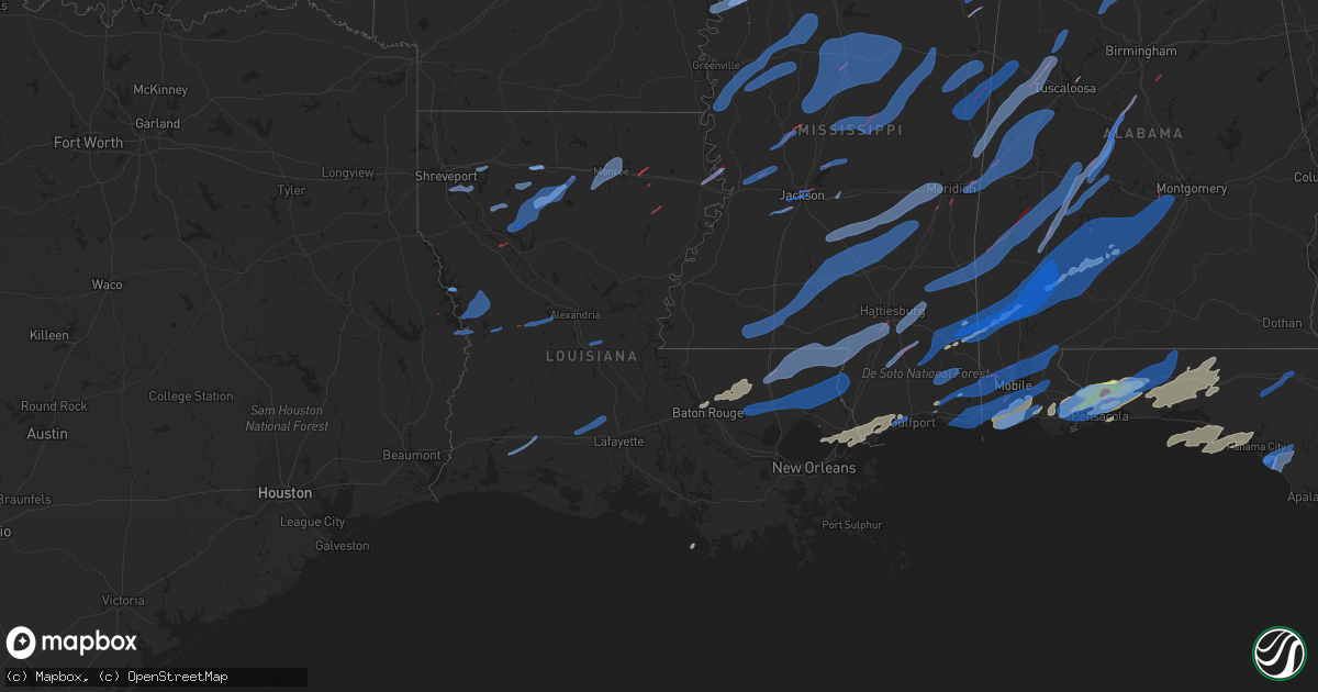 Hail map in Louisiana on March 30, 2022