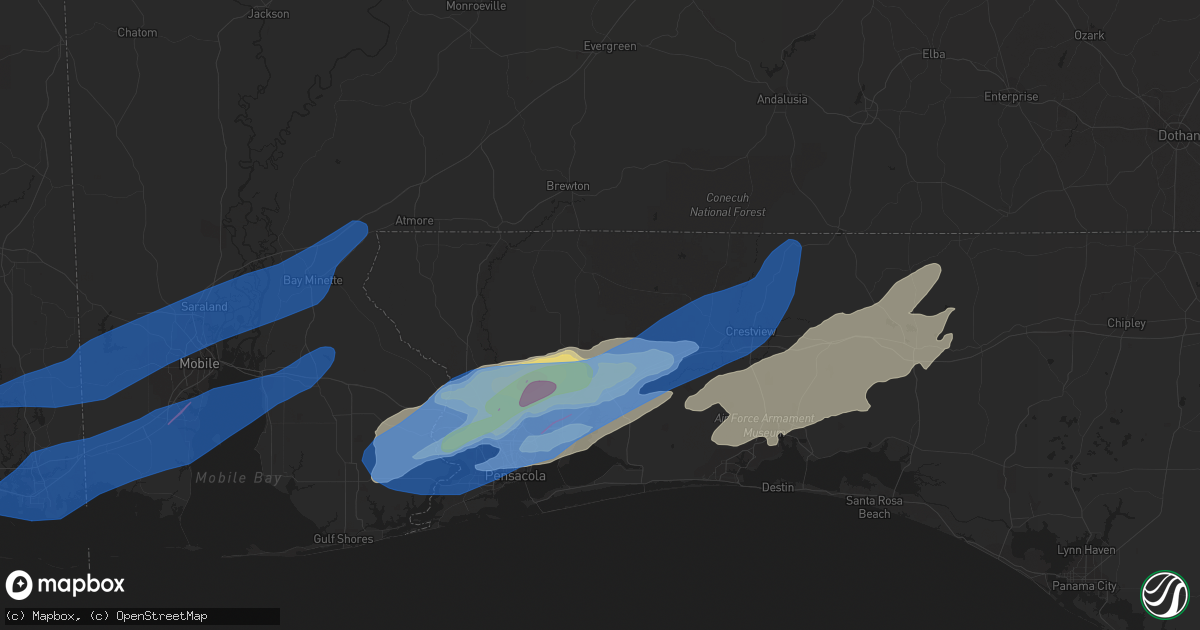 Hail map in Milton, FL on March 30, 2022