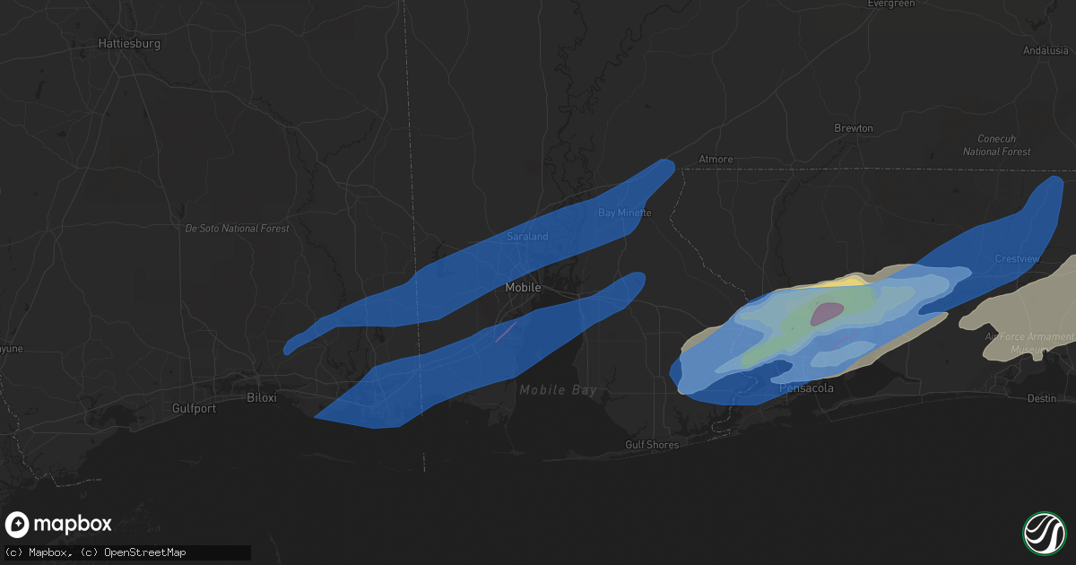 Hail map in Mobile, AL on March 30, 2022