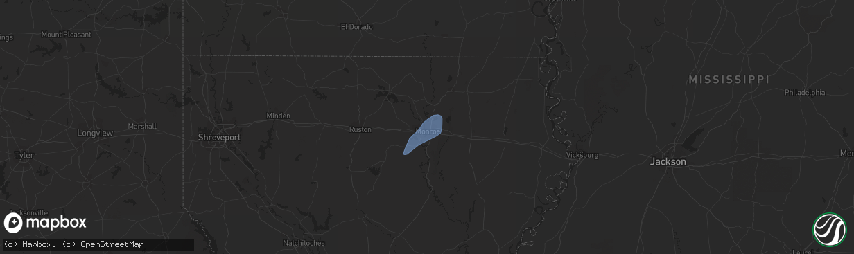 Hail map in Monroe, LA on March 30, 2022