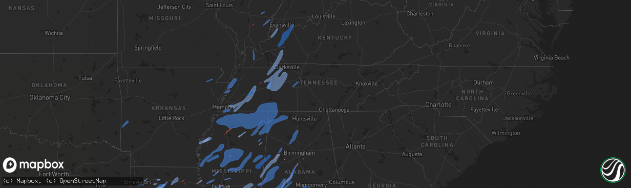 Hail map in Tennessee on March 30, 2022