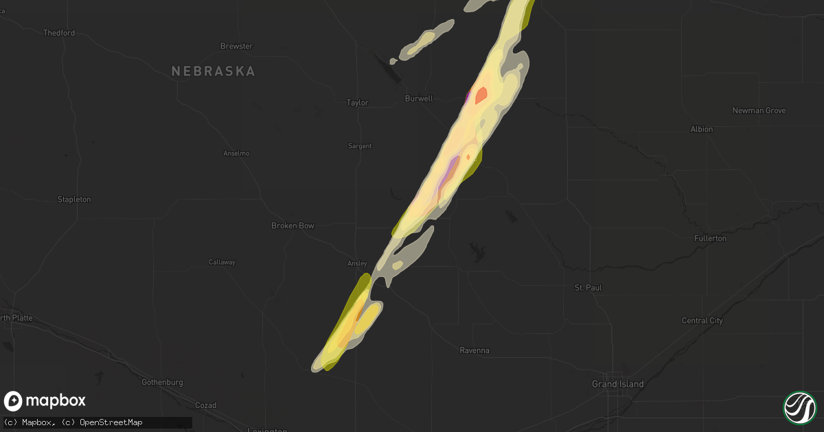 Hail map in Arcadia, NE on March 30, 2023