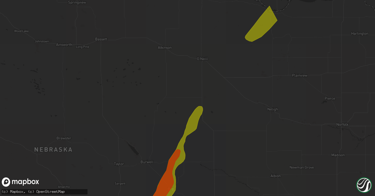 Hail map in Chambers, NE on March 30, 2023