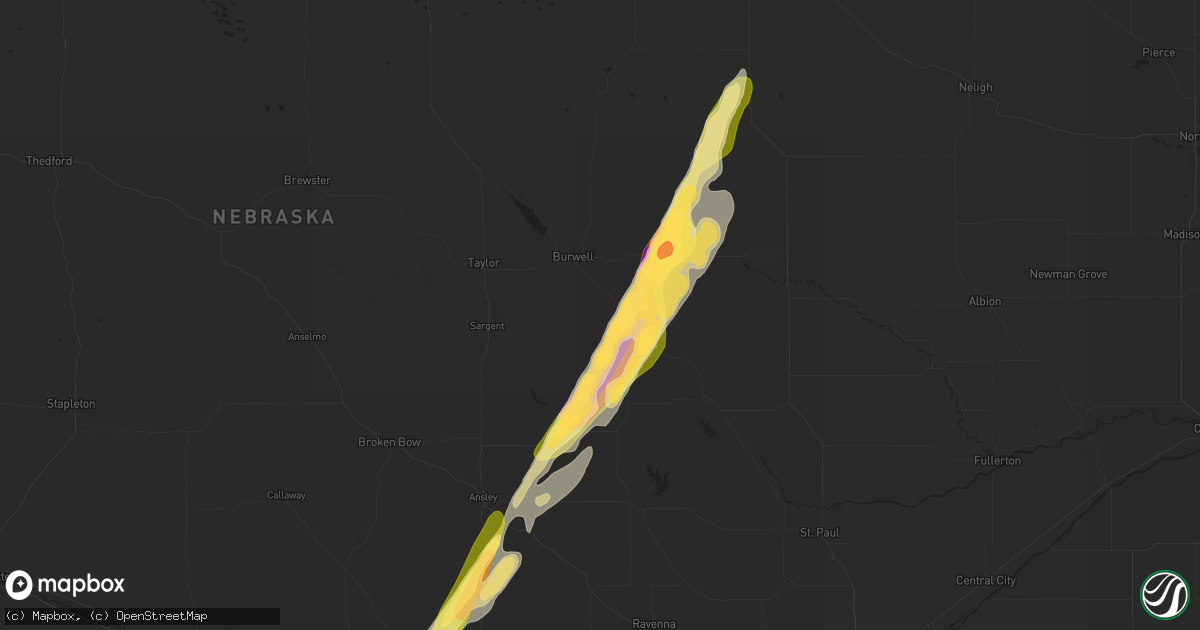 Hail map in Elyria, NE on March 30, 2023