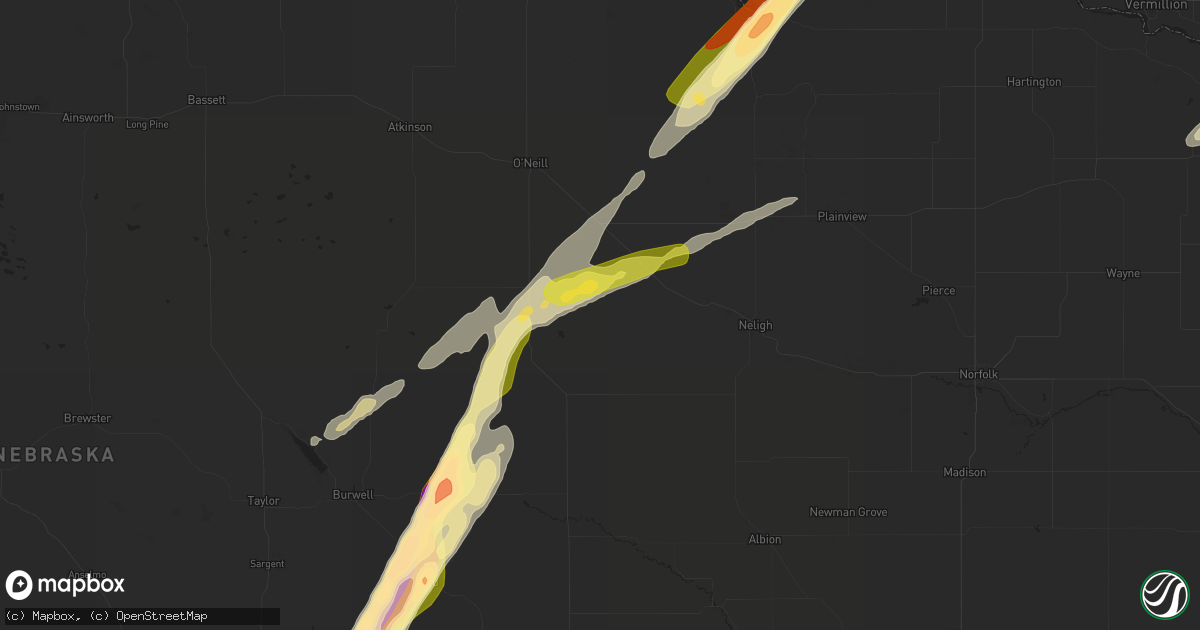 Hail map in Ewing, NE on March 30, 2023