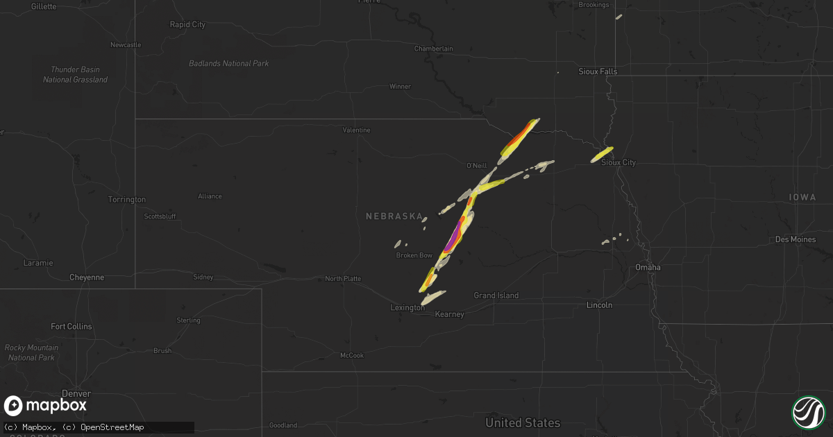 Hail map in Nebraska on March 30, 2023
