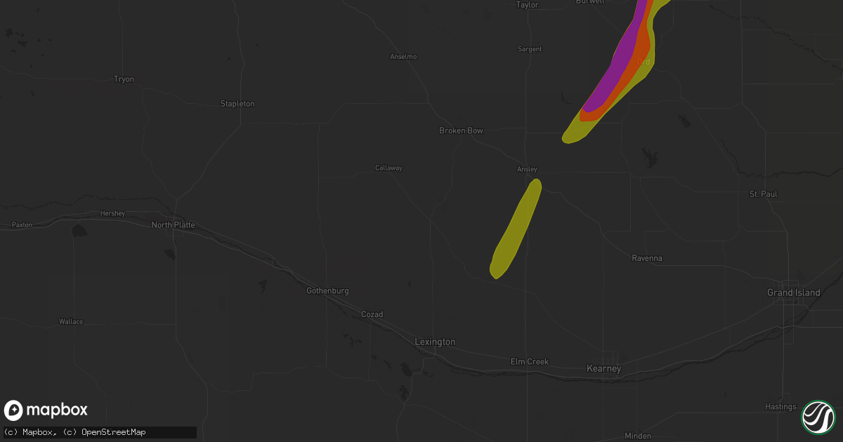 Hail map in Oconto, NE on March 30, 2023