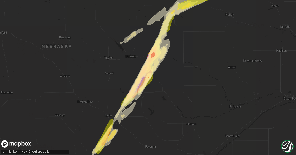 Hail map in Ord, NE on March 30, 2023