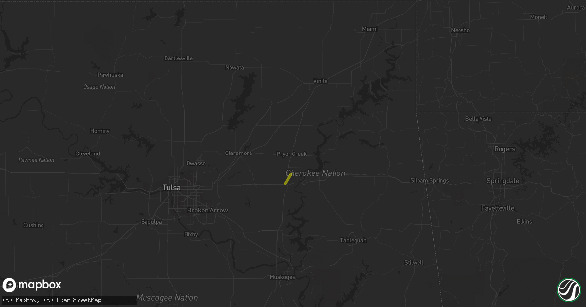 Hail map in Pryor, OK on March 30, 2023