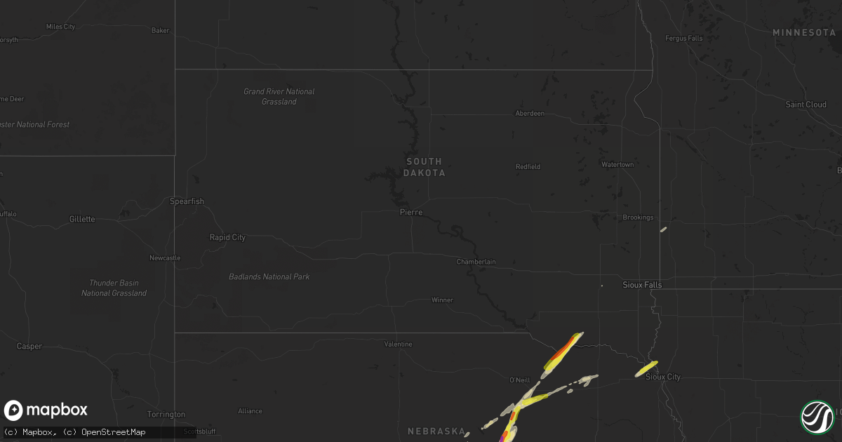 Hail map in South Dakota on March 30, 2023