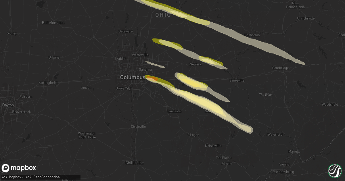 Hail map in Baltimore, OH on March 30, 2024