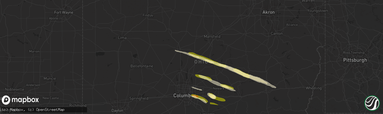 Hail map in Cardington, OH on March 30, 2024