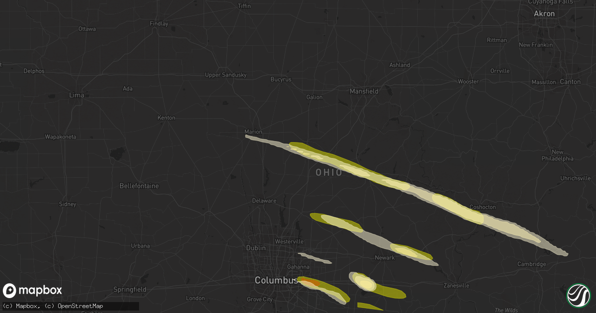 Hail map in Cardington, OH on March 30, 2024
