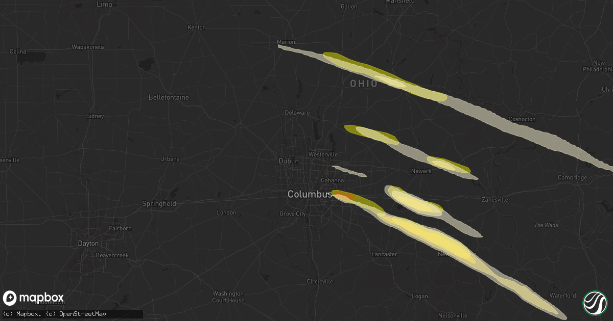 Hail map in Columbus, OH on March 30, 2024
