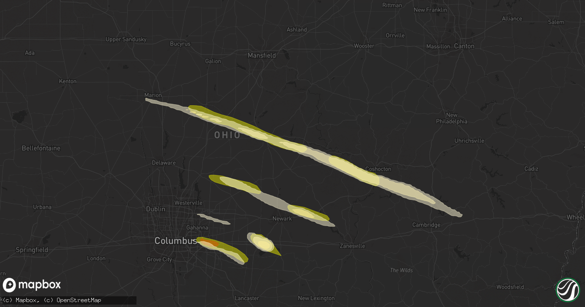 Hail map in Gambier, OH on March 30, 2024