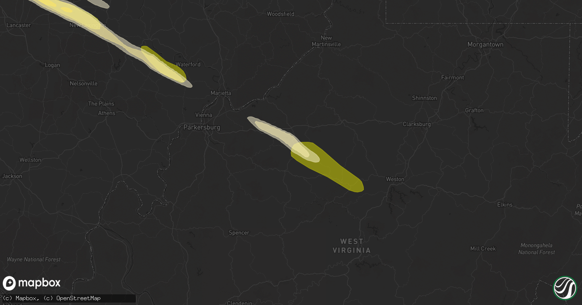 Hail map in Harrisville, WV on March 30, 2024